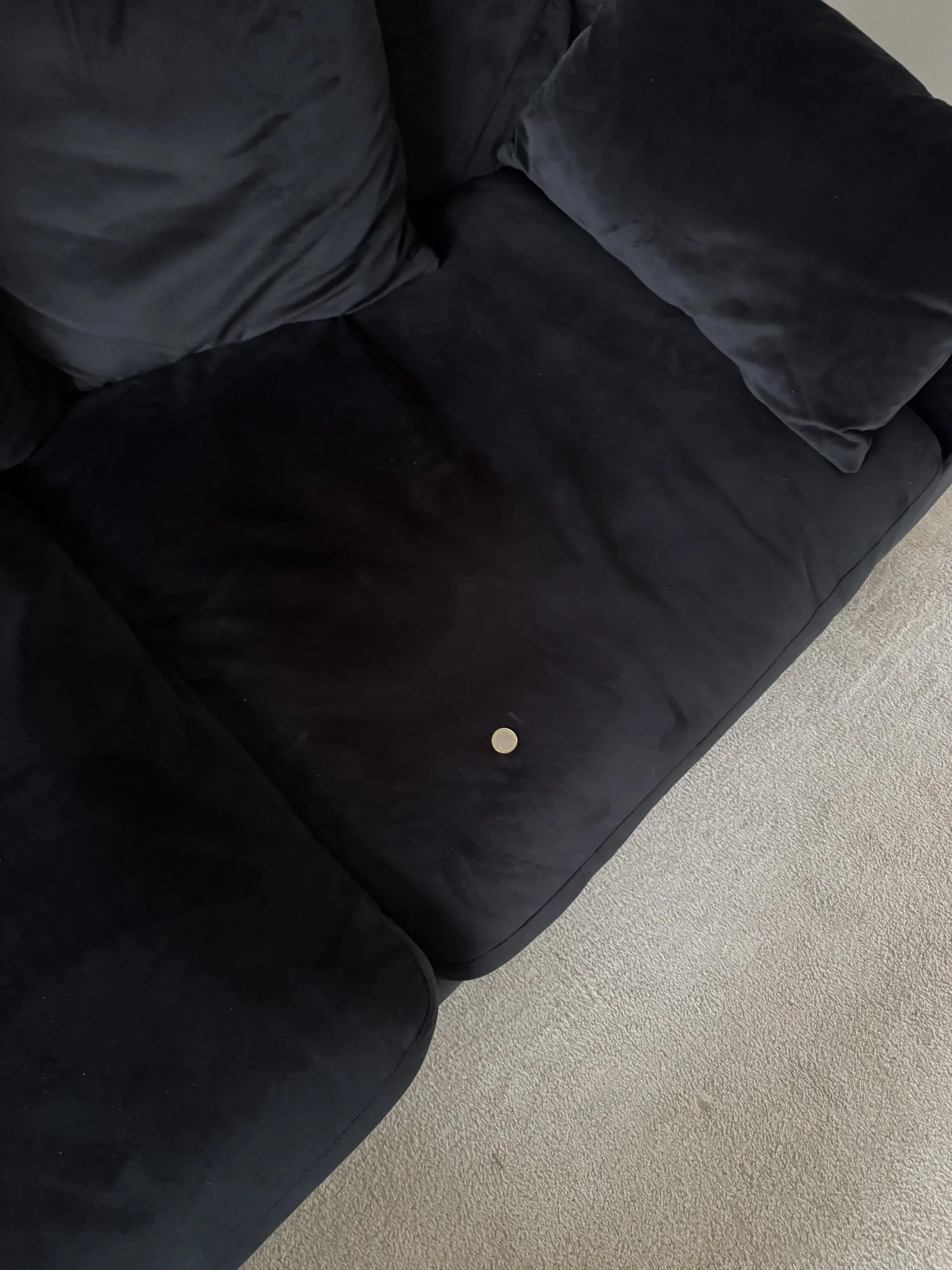 Black Plush Velvet Corner Sofa Chaise End Large