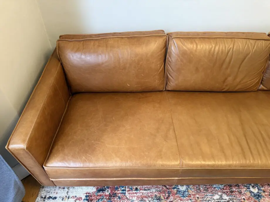 West Elm Axel Leather Sofa with Footstool Ottoman