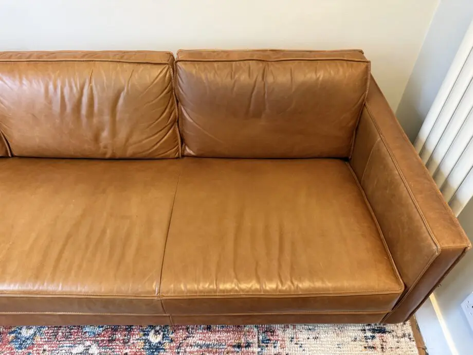 West Elm Axel Leather Sofa with Footstool Ottoman