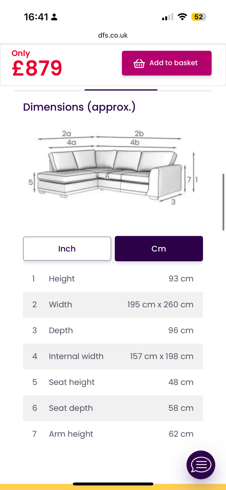 DFS Orca right handed corner sofa