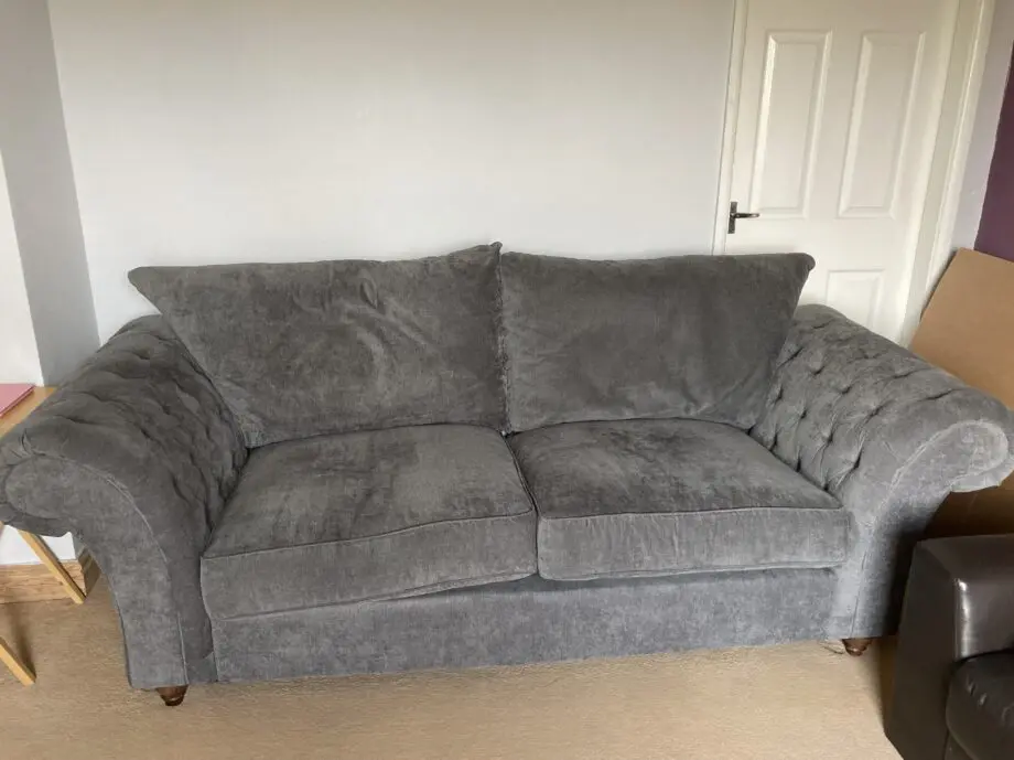 Chesterfield Style Arms Grey Fabric