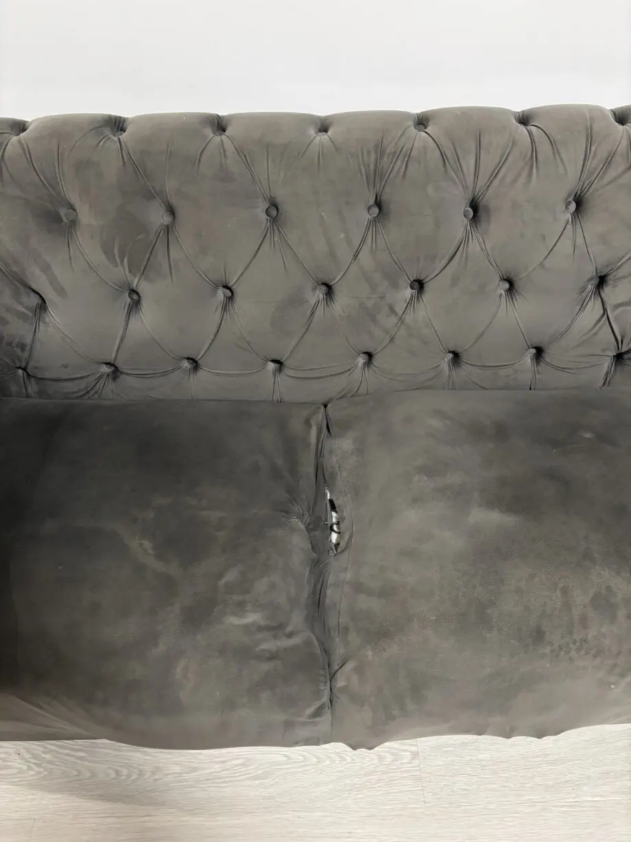 2+2 GREY CHESTERFIELD SOFA SET, (READ DESCRIPTION)