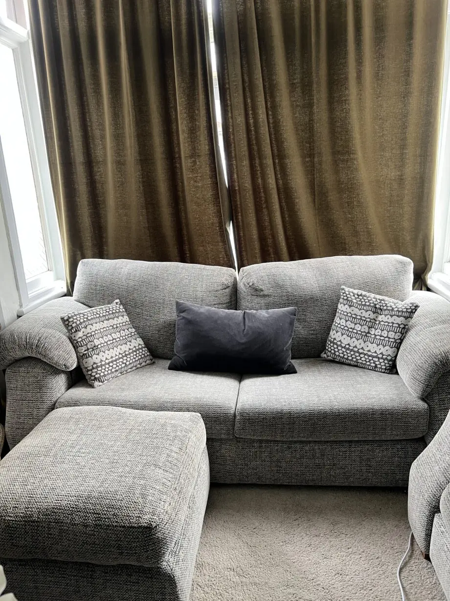 SCS whisper grey and cream chenille sofa set 3 piece