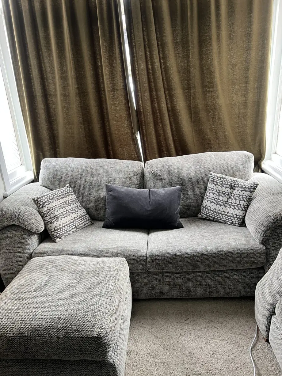 SCS whisper grey and cream chenille sofa set 3 piece