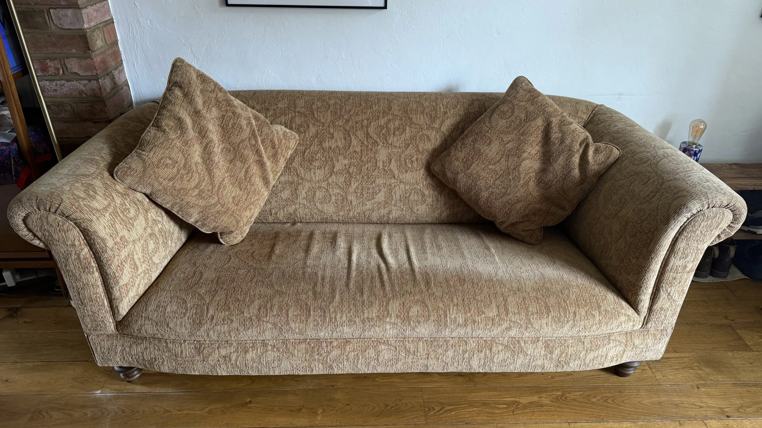 John Sankey for John Lewis chesterfield-style sofa in golden tones