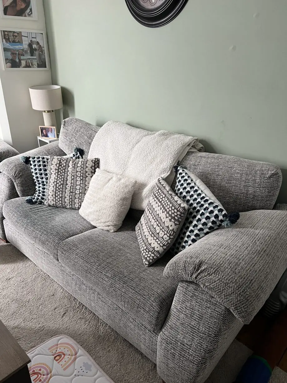 SCS whisper grey and cream chenille sofa set 3 piece