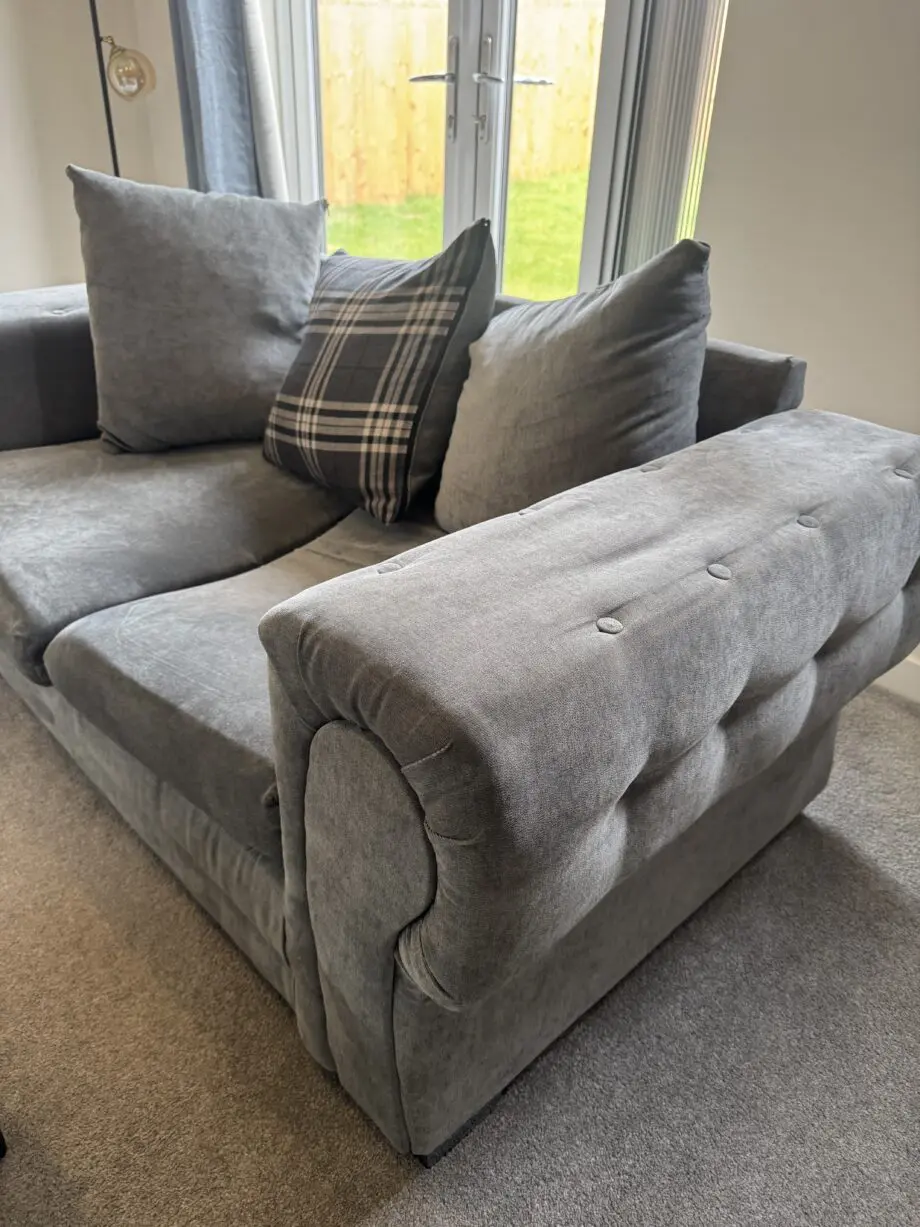 Matching Grey Velvet Sofas – 2-Seater & 3-Seater Set