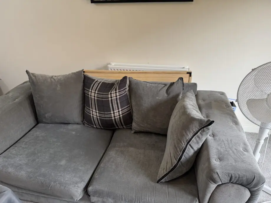 Matching Grey Velvet Sofas – 2-Seater & 3-Seater Set