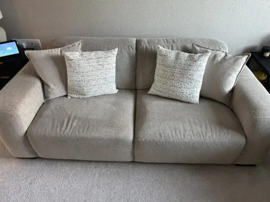 Michelle Keegan Cortes 3 Seater Fabric Sofa and chair in Natural