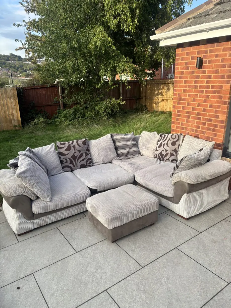 CORDED CORNER SOFA WITH FOOTSTOOL