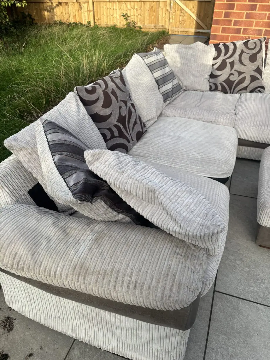 CORDED CORNER SOFA WITH FOOTSTOOL