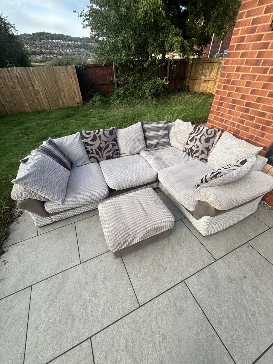 CORDED CORNER SOFA WITH FOOTSTOOL