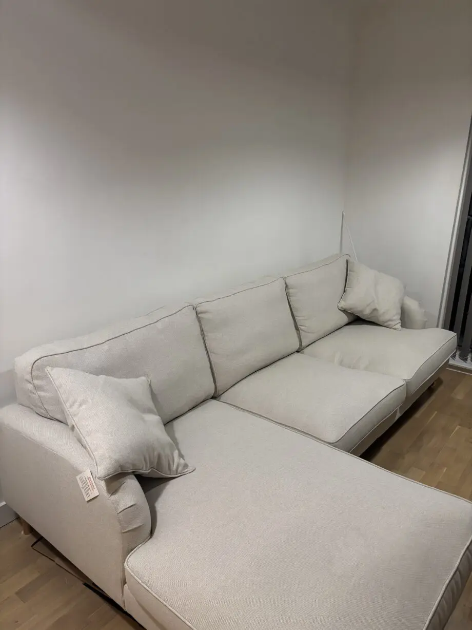 Beige Fabric Left Hand Facing 4 Seater Chaise Corner Sofa - Payton