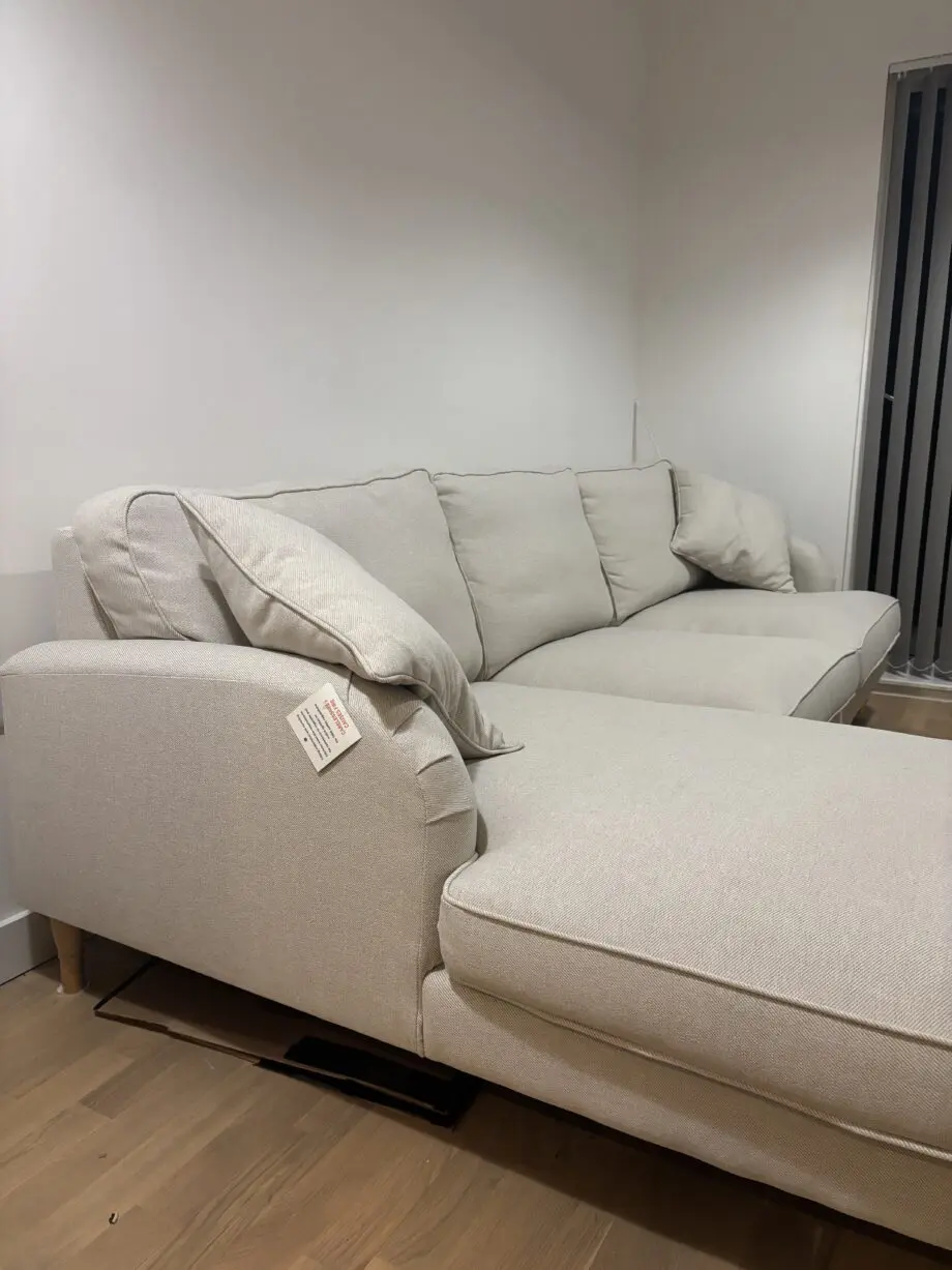 Beige Fabric Left Hand Facing 4 Seater Chaise Corner Sofa - Payton