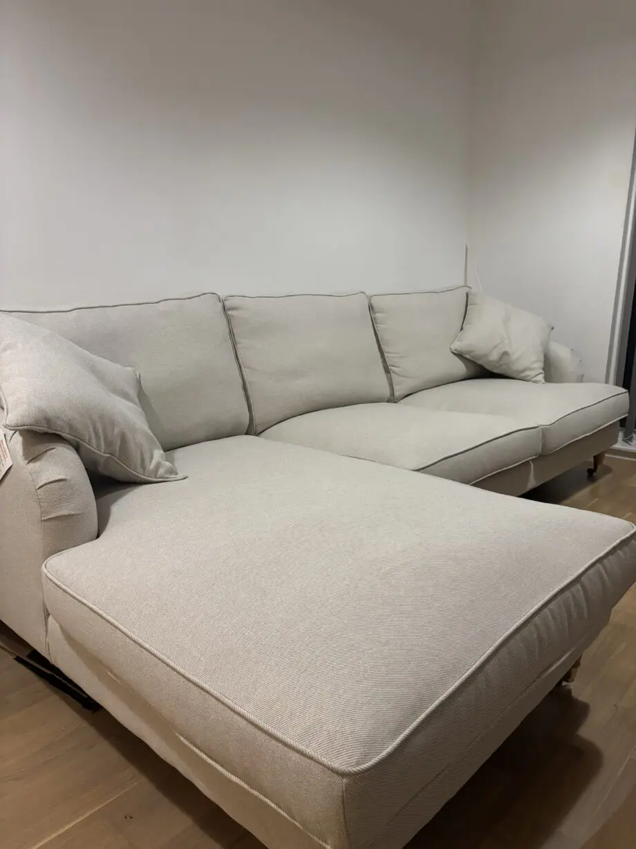 Beige Fabric Left Hand Facing 4 Seater Chaise Corner Sofa - Payton