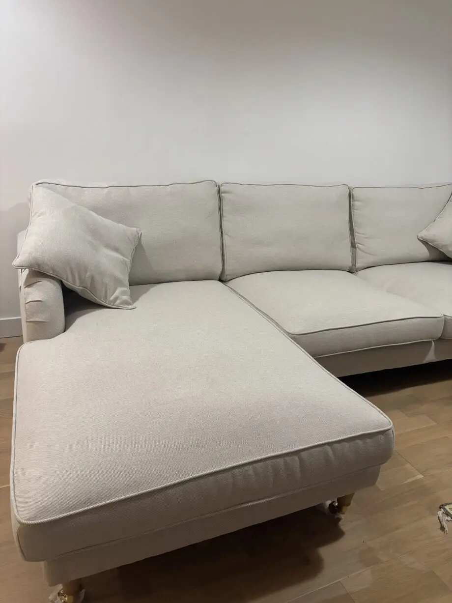 Beige Fabric Left Hand Facing 4 Seater Chaise Corner Sofa - Payton