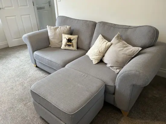 DFS Grey 3 Seater Sofa + Storage Footstool