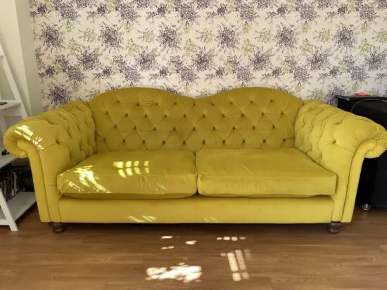 DFS Yellow Windsor Velvet 4 Seater Sofa