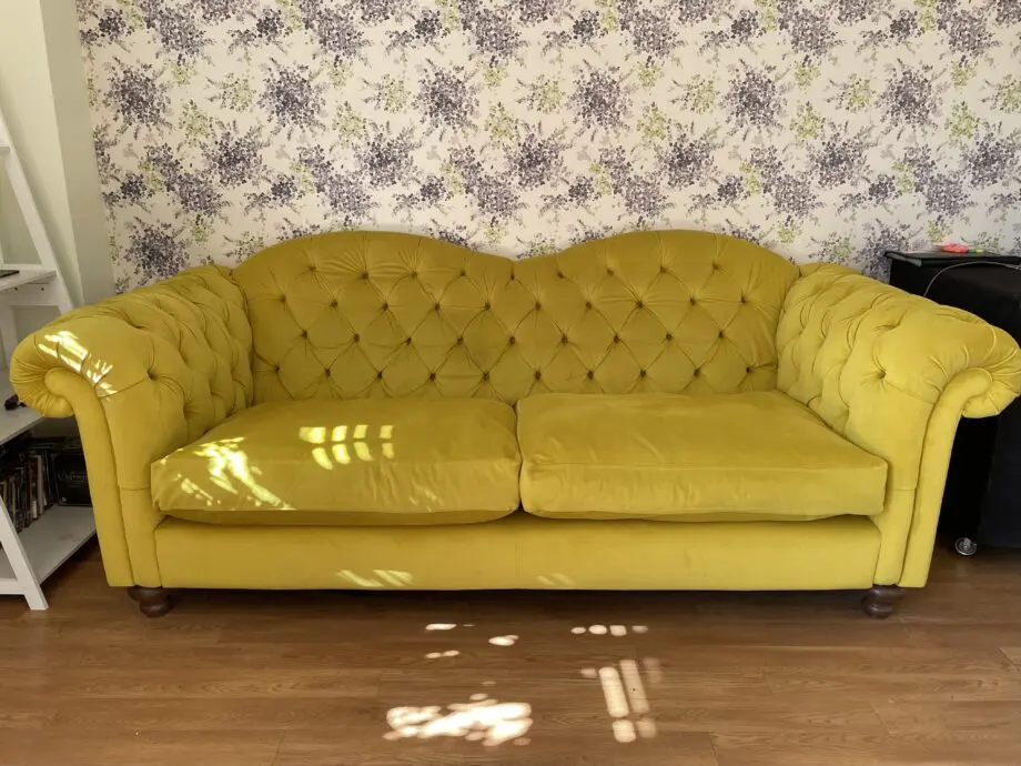 DFS Yellow Windsor Velvet 4 Seater Sofa