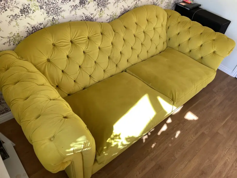 DFS Yellow Windsor Velvet 4 Seater Sofa