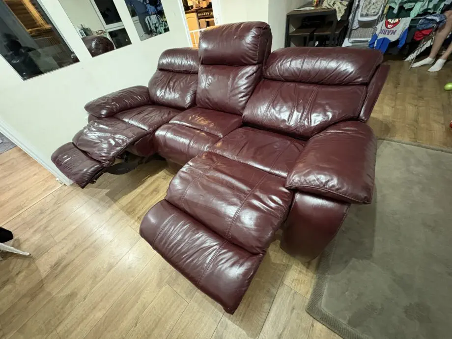3 seater electric reclining leather sofa