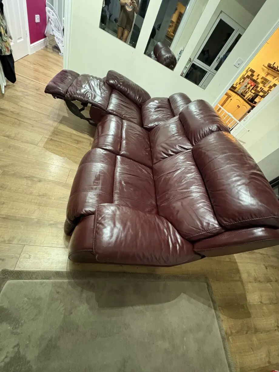 3 seater electric reclining leather sofa