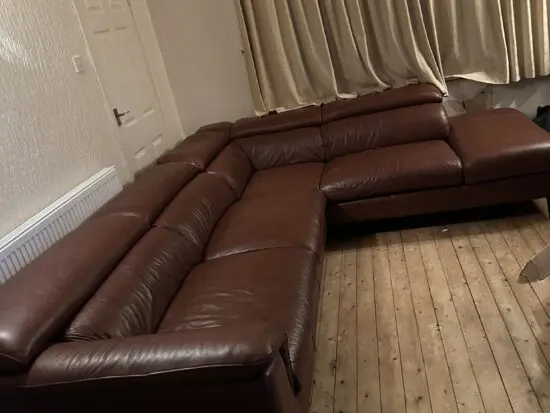 Cousins Brown Real Leather Left Hand Corner Sofa