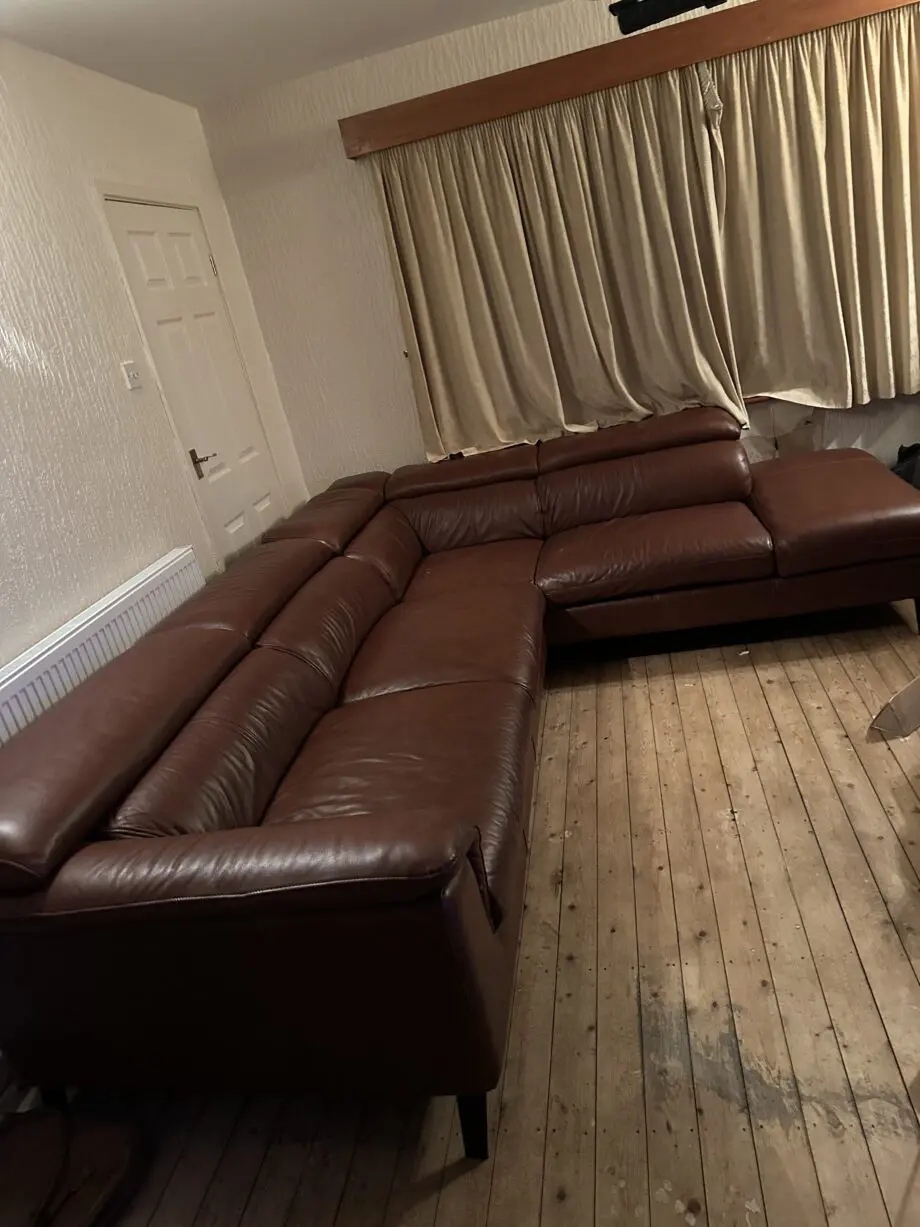 Cousins Brown Real Leather Left Hand Corner Sofa
