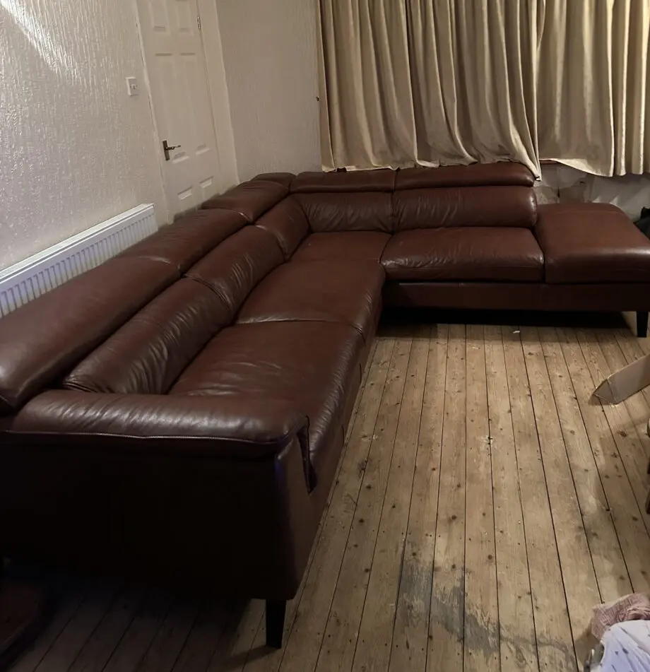 Cousins Brown Real Leather Left Hand Corner Sofa