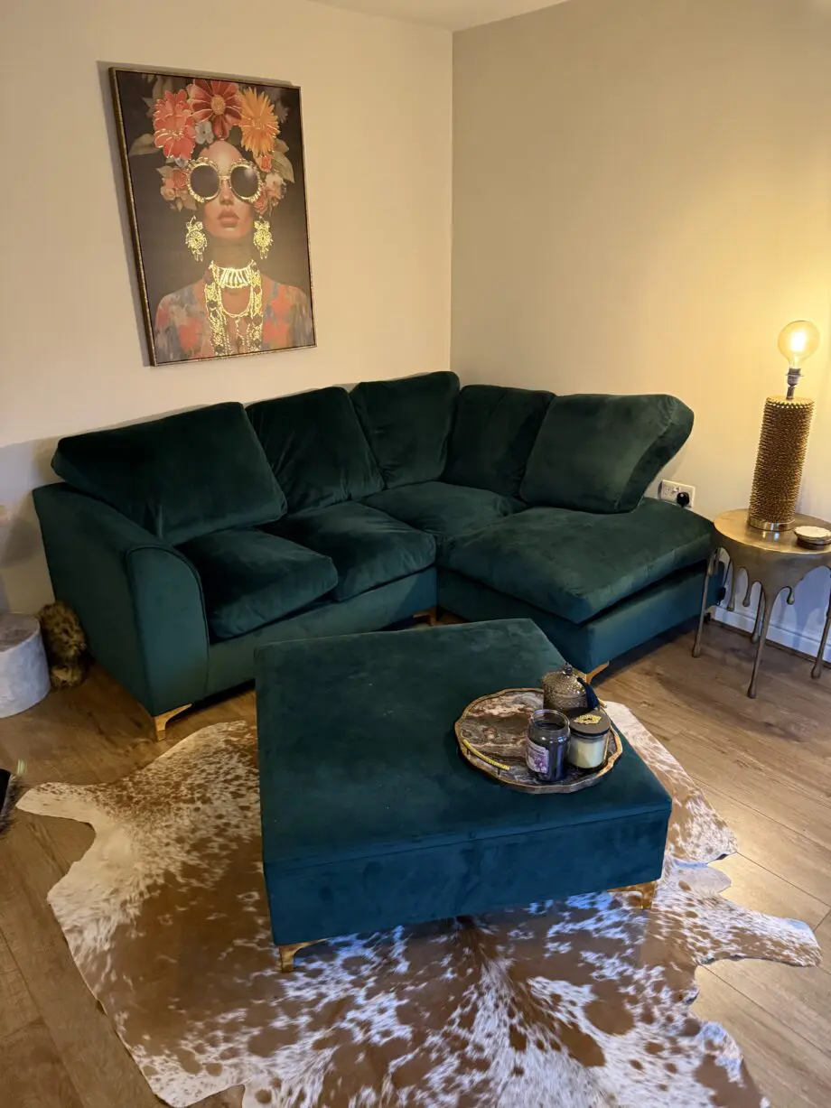 L shape velvet sofa