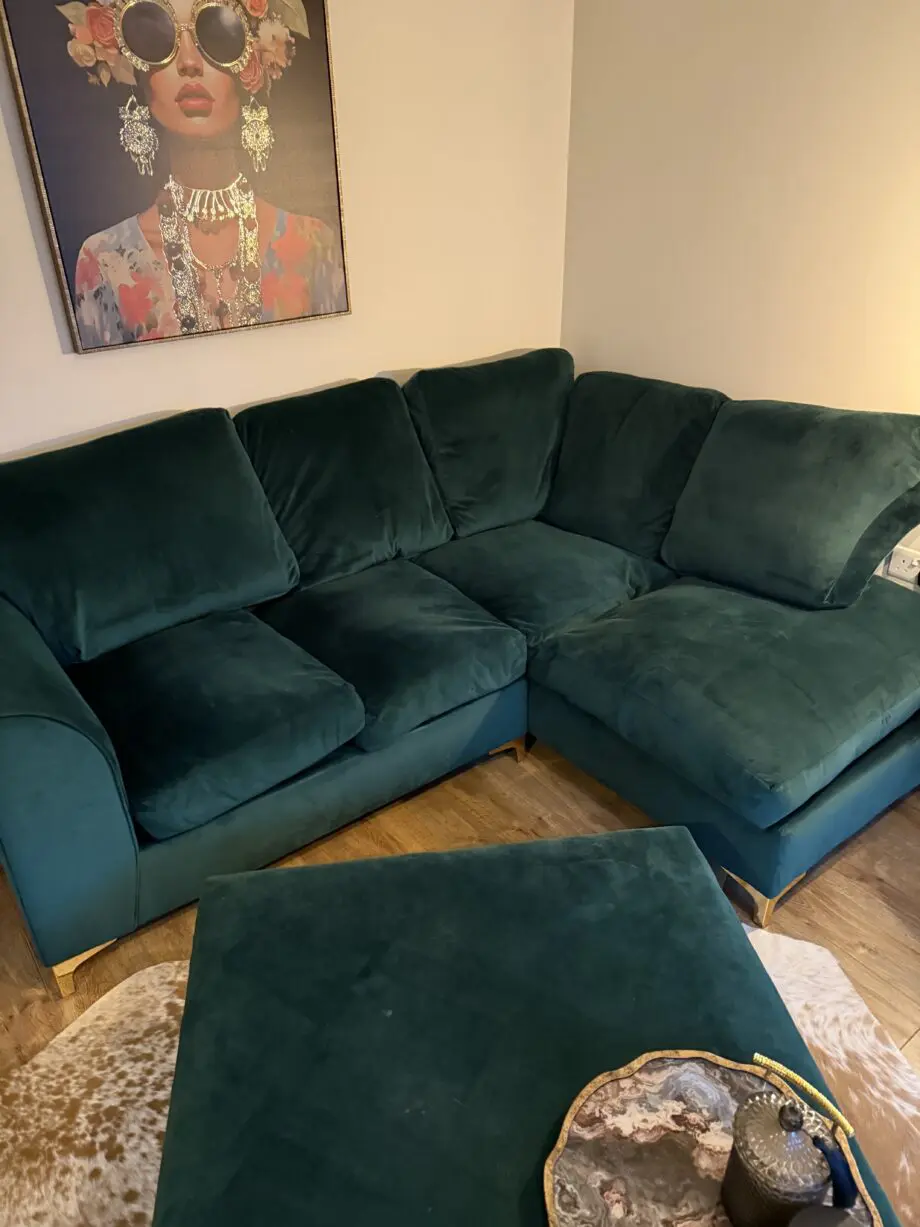 L shape velvet sofa