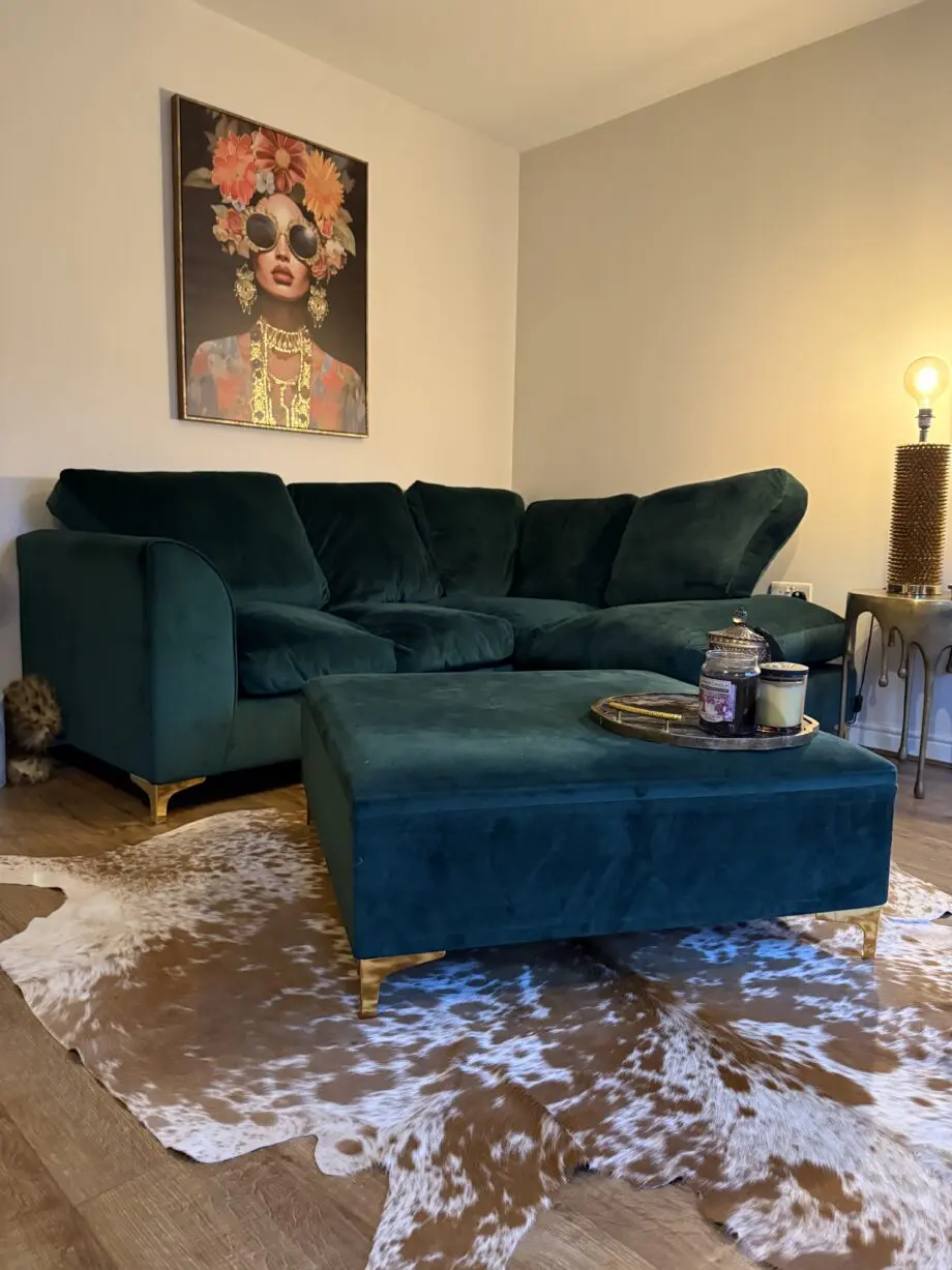 L shape velvet sofa