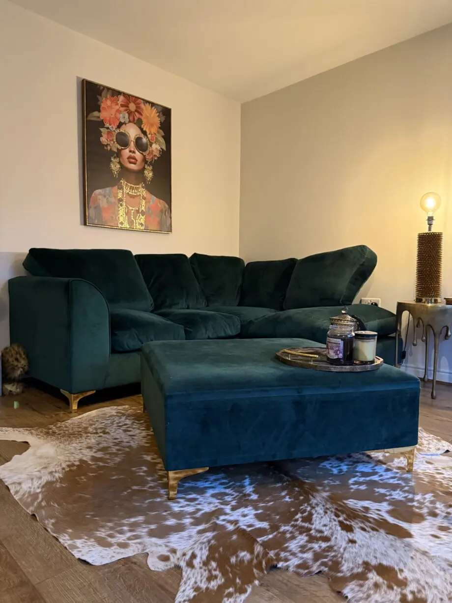 L shape velvet sofa