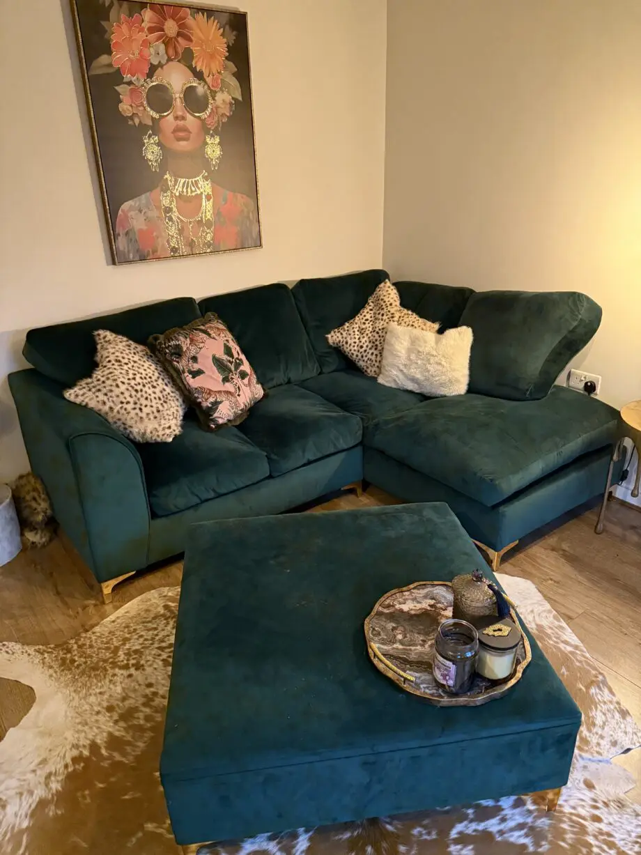 L shape velvet sofa