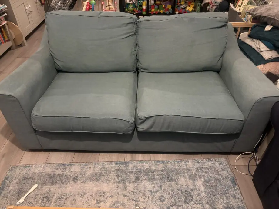 Duck egg blue green two seater sofa