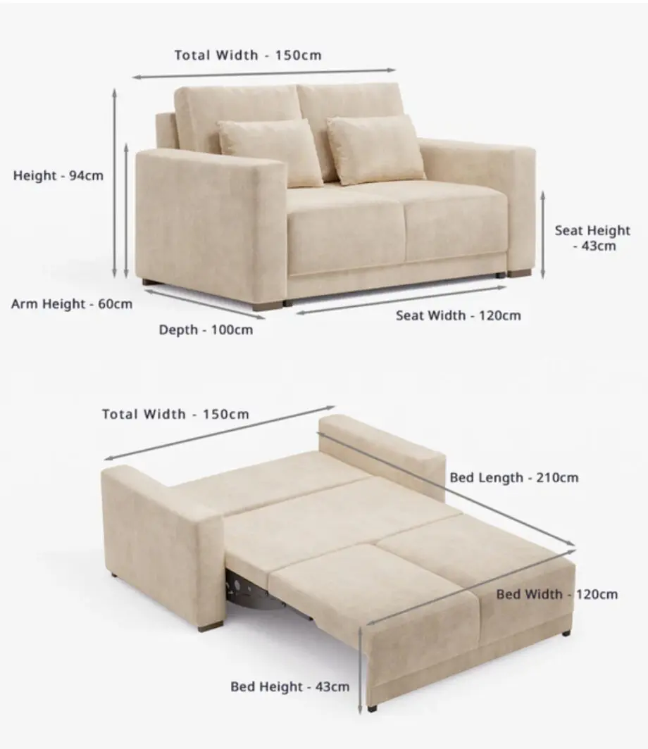 Light / Neutral 2-seat custom sofabed