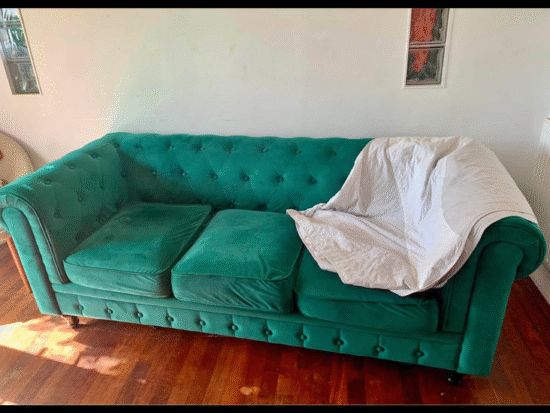 Beautiful emerald green sofa