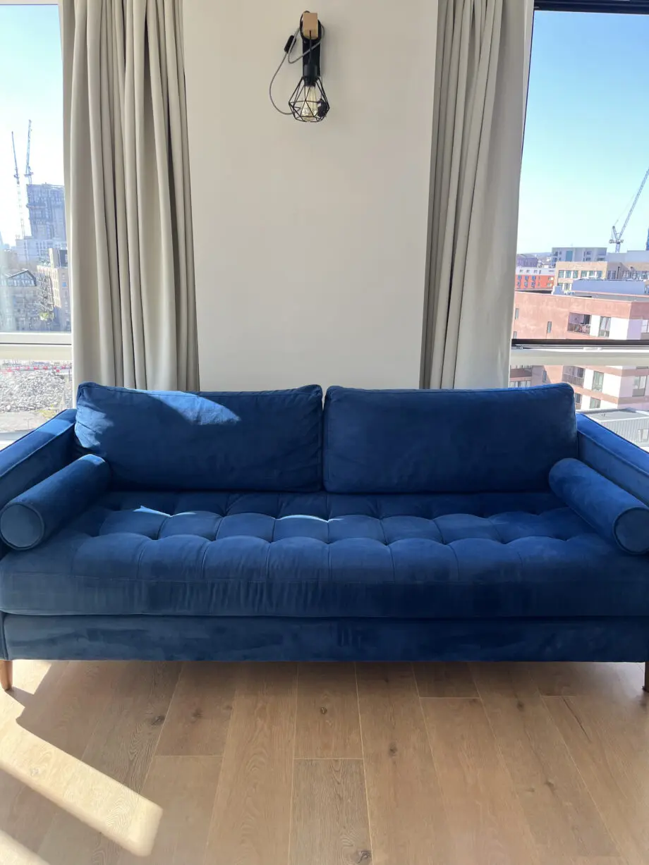 Rubeza Scott 3 Seater Velvet Sofa - Indigo Blue