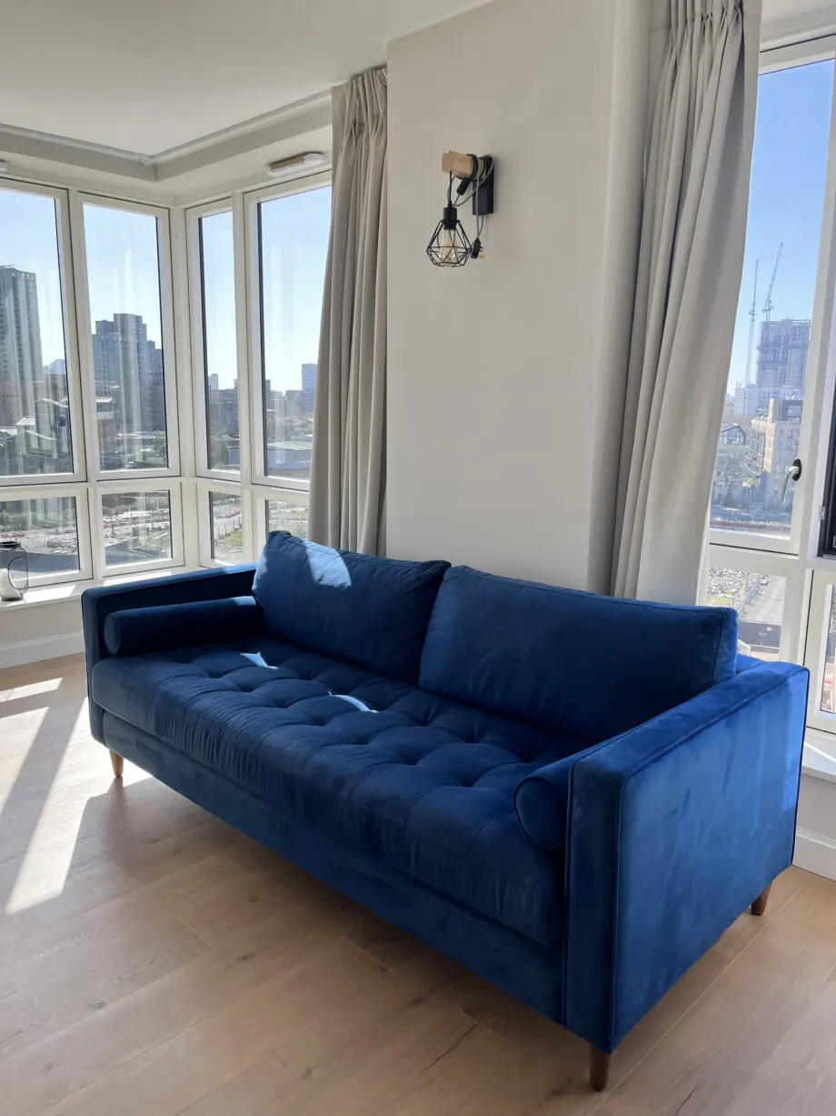 Rubeza Scott 3 Seater Velvet Sofa - Indigo Blue