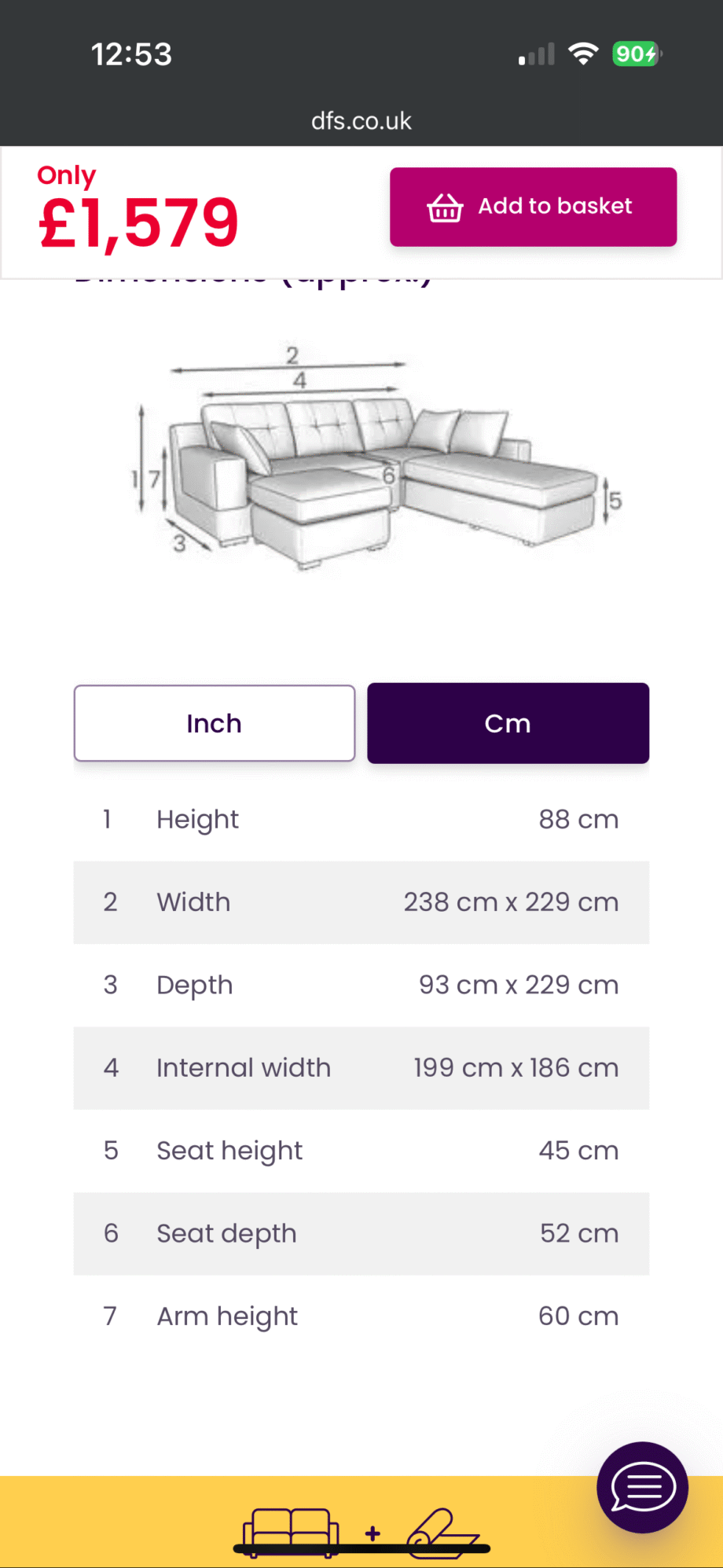 DFS Spinn Right Hand Facing Swivel 3 Piece Corner/Sofa bed