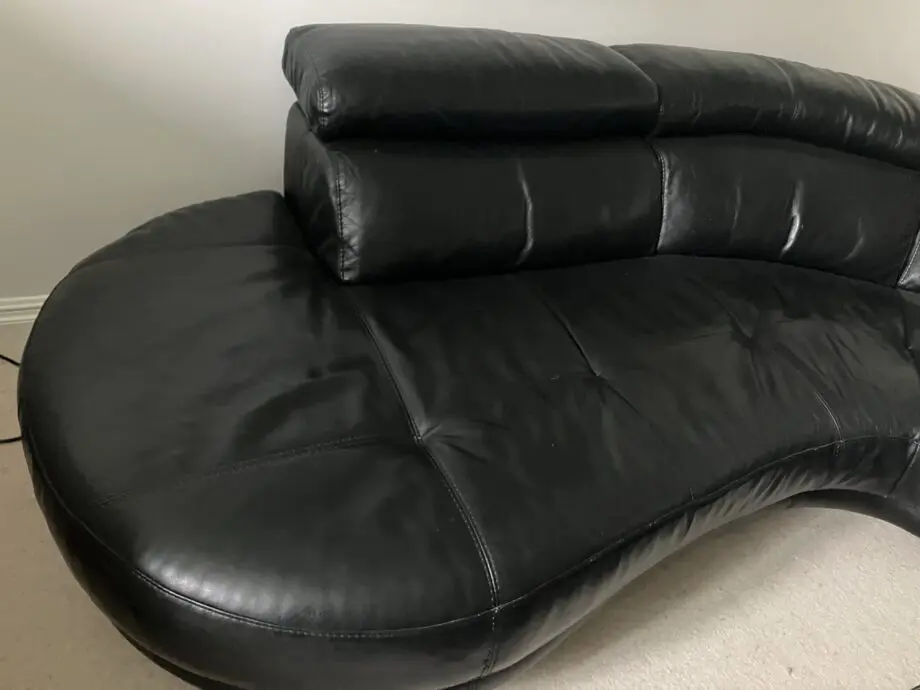Fabulous. Large Black Leather L Shaped Setee