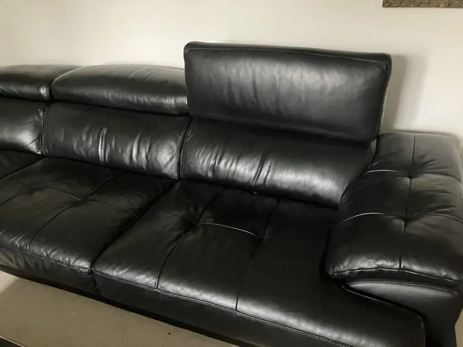 Fabulous. Large Black Leather L Shaped Setee