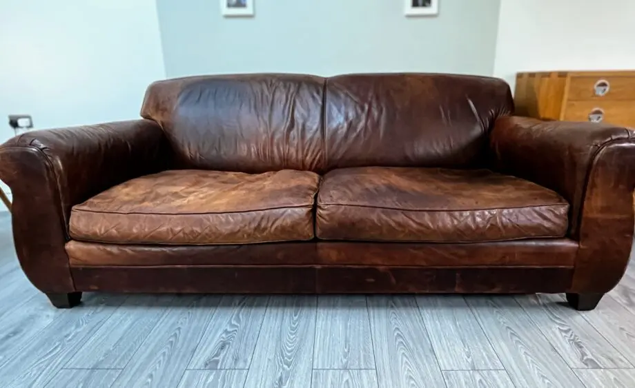 Rustic leather sofa