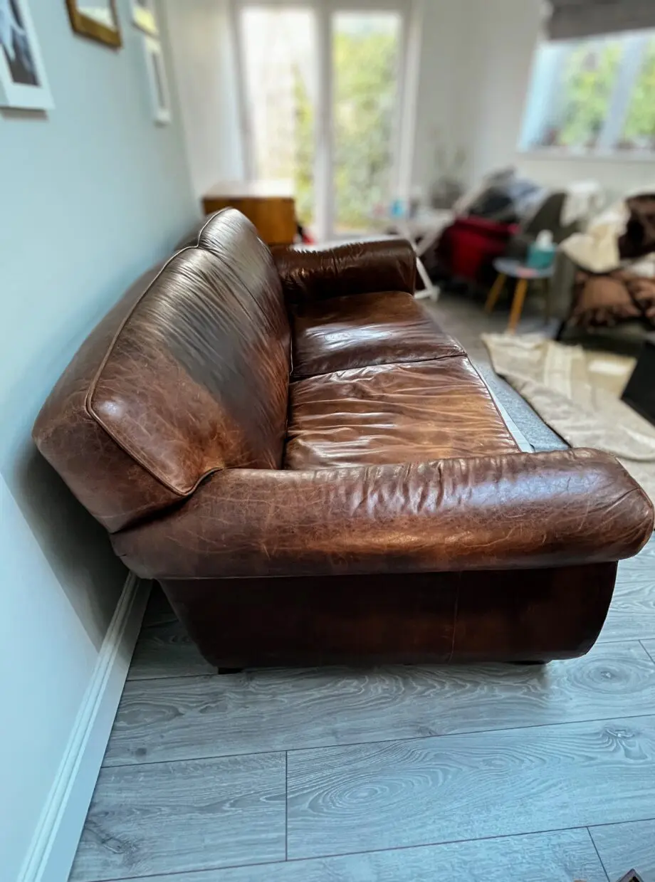 Rustic leather sofa