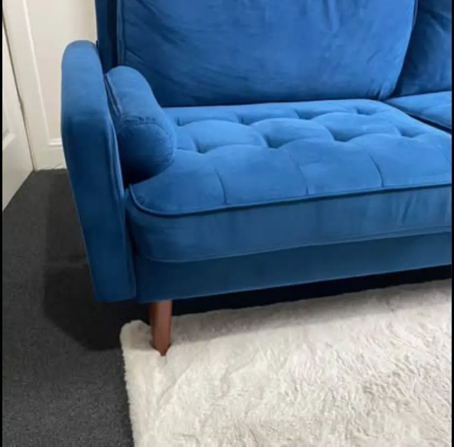 Modern Blue 2-Seater Velvet Sofa – Excellent Condition