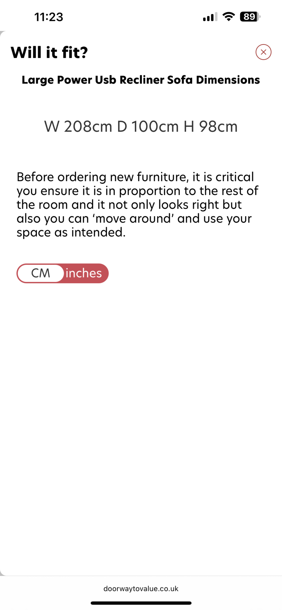 Doorway to value, California 3 seater power recliner