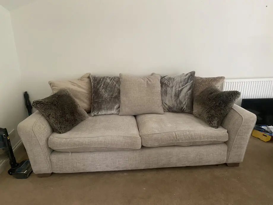 Chrisopher Pratts 3 seater grey scatter back sofa