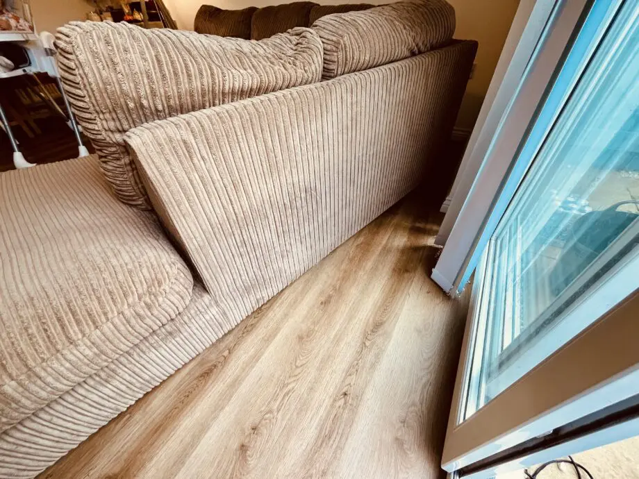 DFS Brown Corduroy Corner Sofa with Chaise Lounge