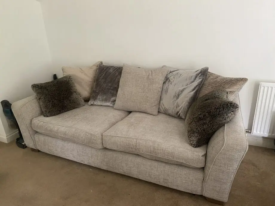 Chrisopher Pratts 3 seater grey scatter back sofa