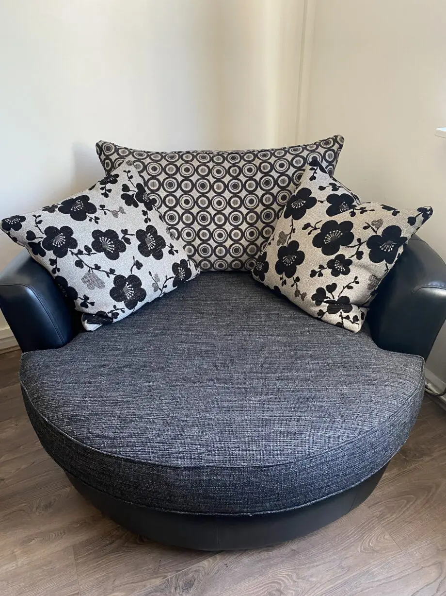 DFS grey and black sofas